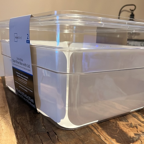 Clear Storage Shoe Boxes - Set of 2 TWO Extra Wide STACKABLE ORGANIZATION - Picture 5 of 6